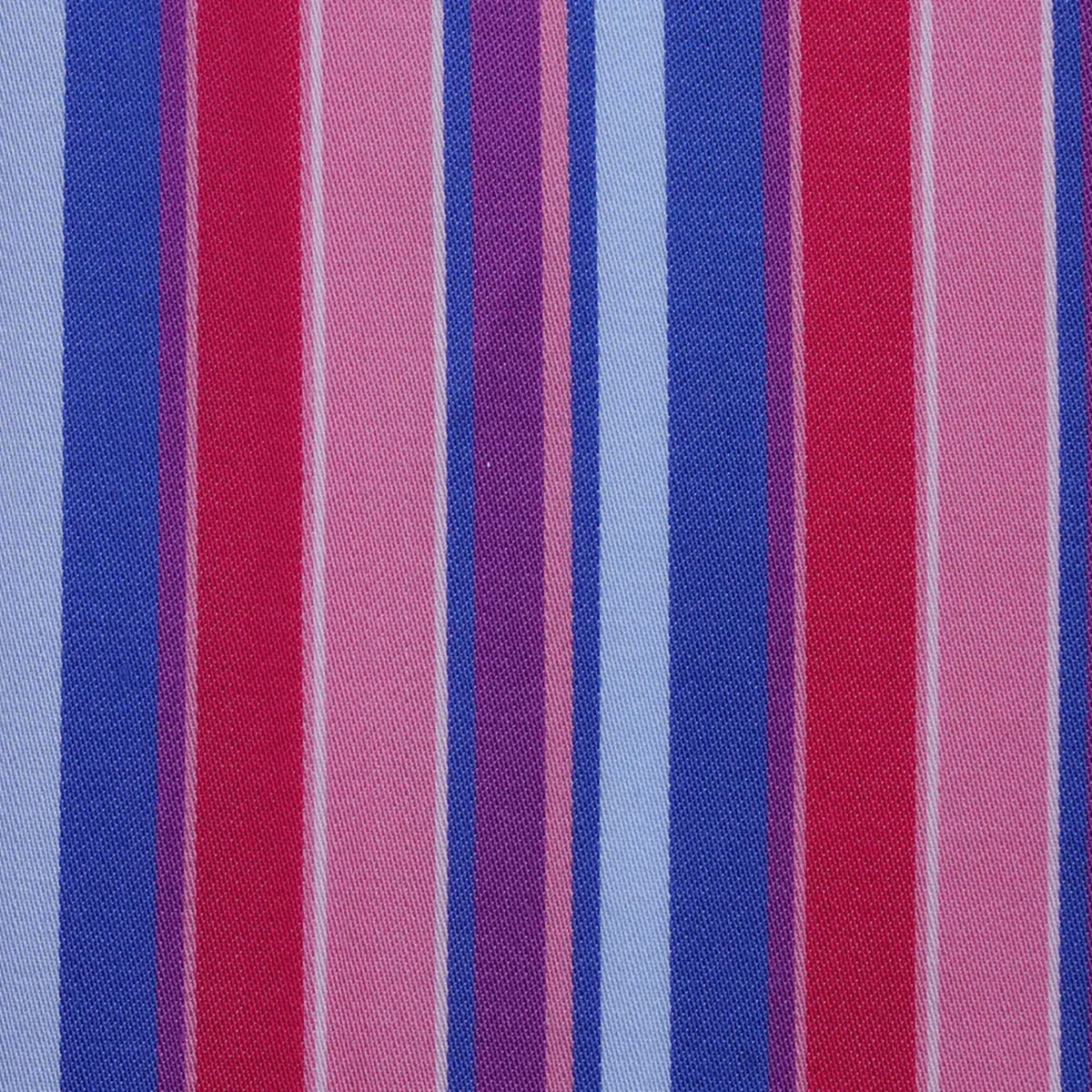 Red, Blue & Pink Multi Stripe Cotton Shirting