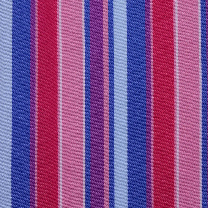 Red, Blue & Pink Multi Stripe Cotton Shirting