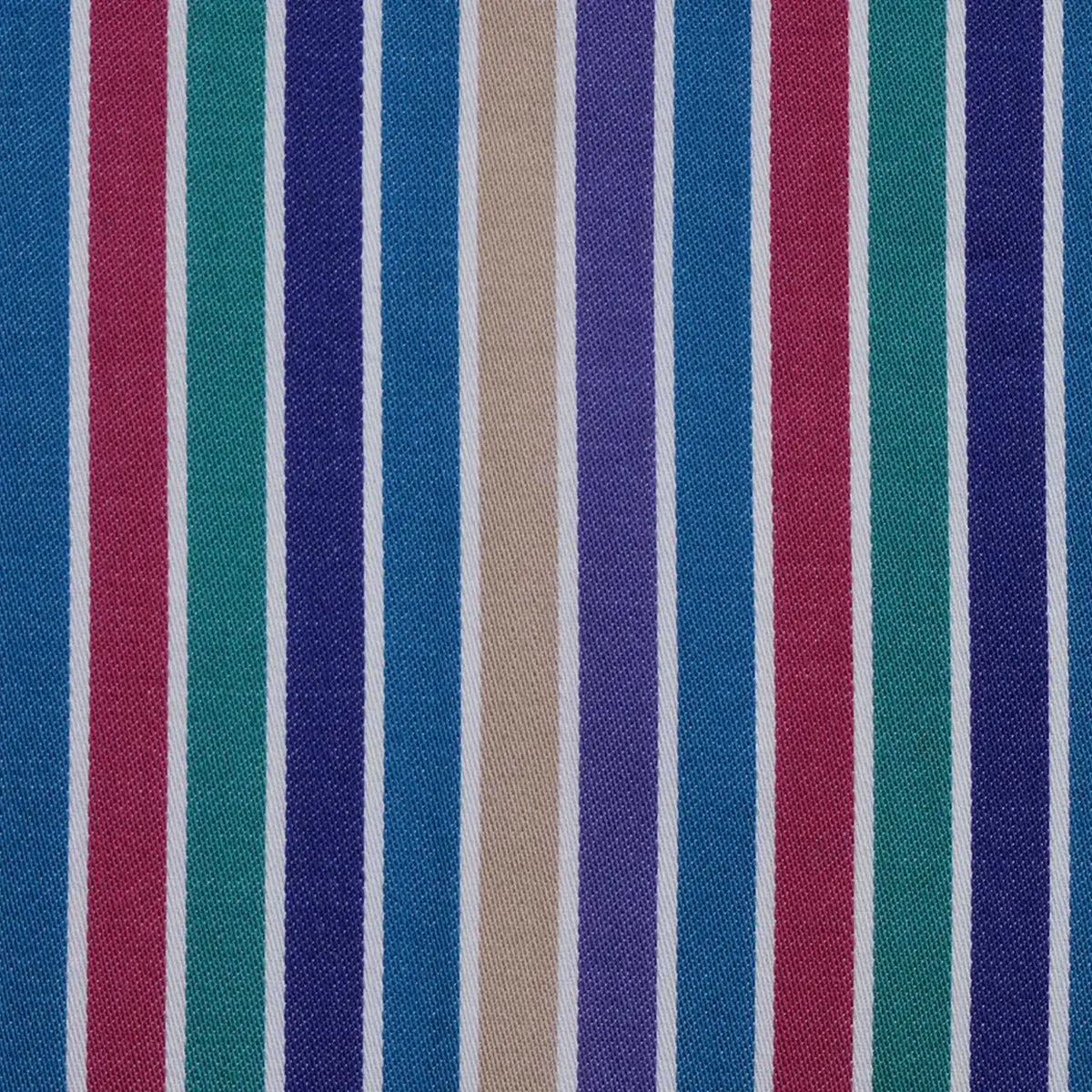 Red, Blue, Purple, Yellow and Green Multi Stripe Cotton Shirting
