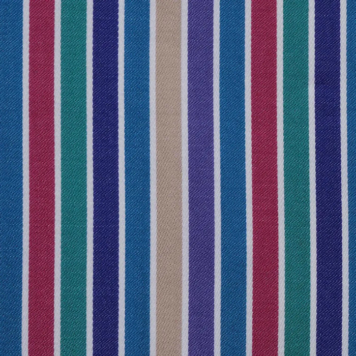 Red, Blue, Purple, Yellow and Green Multi Stripe Cotton Shirting
