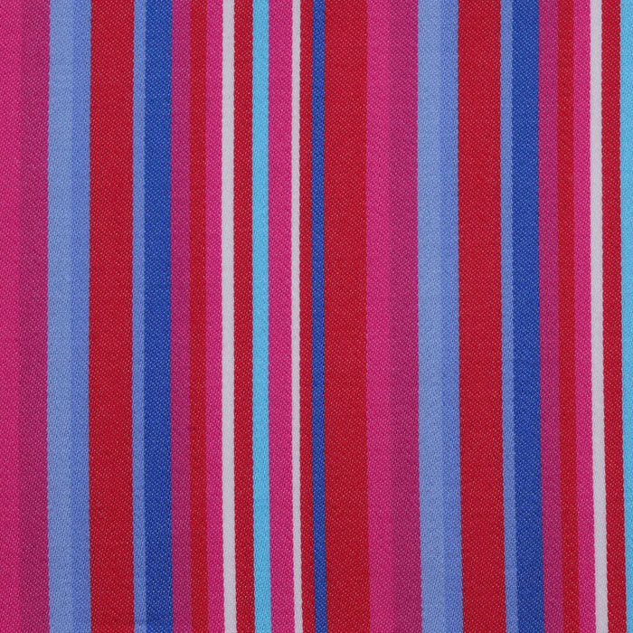 Red, Pink & Blue Multi Stripe Cotton Shirting