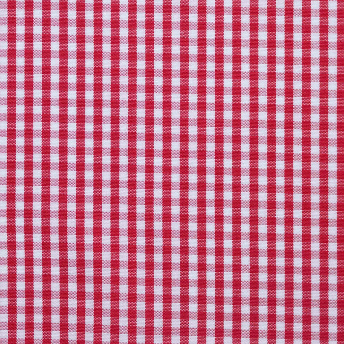 Red & White Gingham Check Cotton Shirting