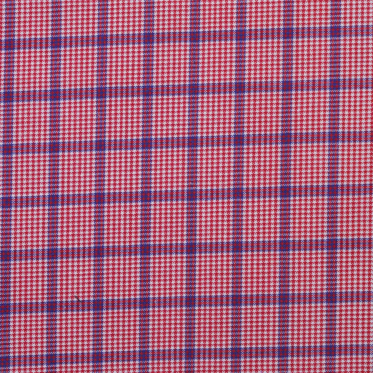 Red with Blue Check Cotton Shirting