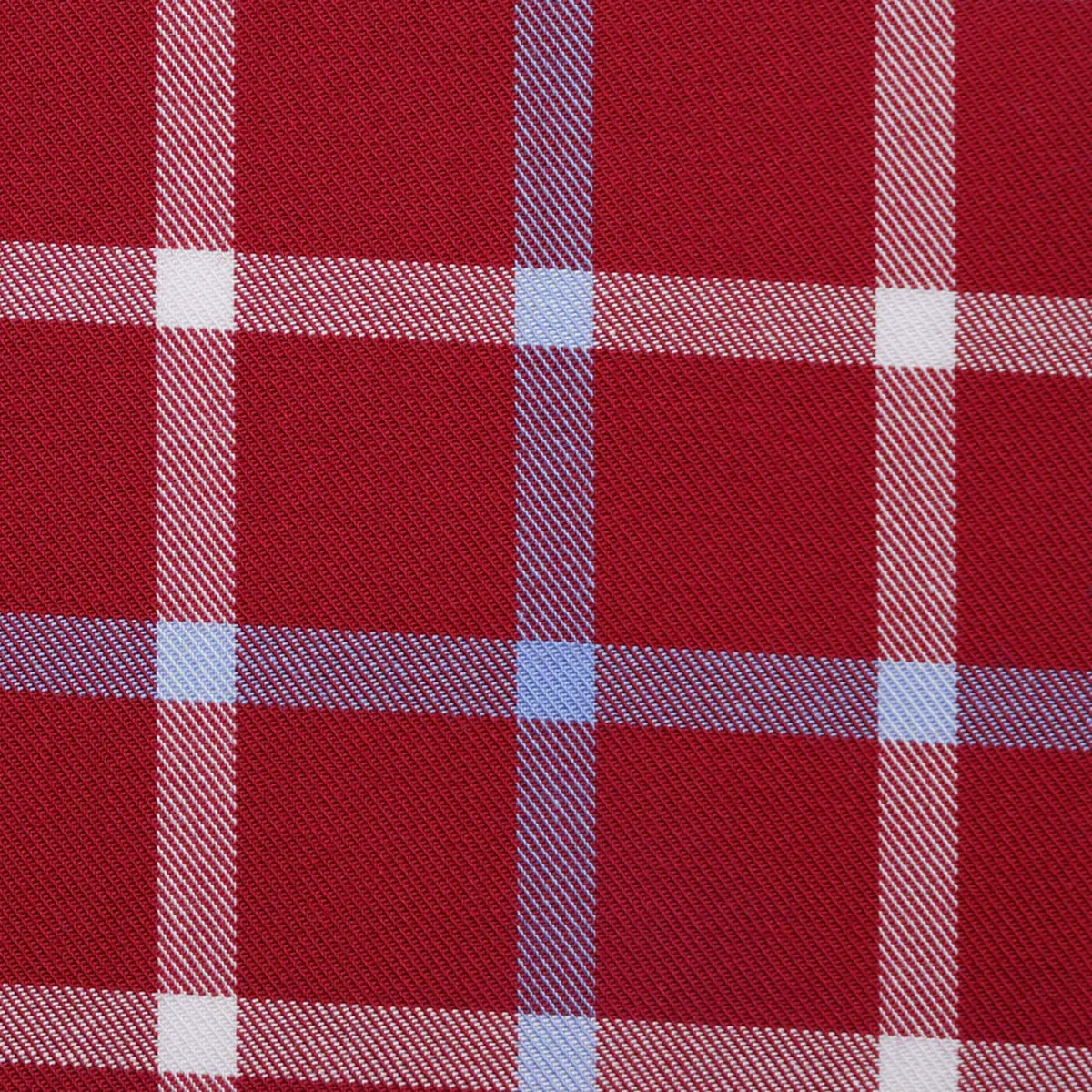 Red with White and Blue Box Check Cotton Shirting