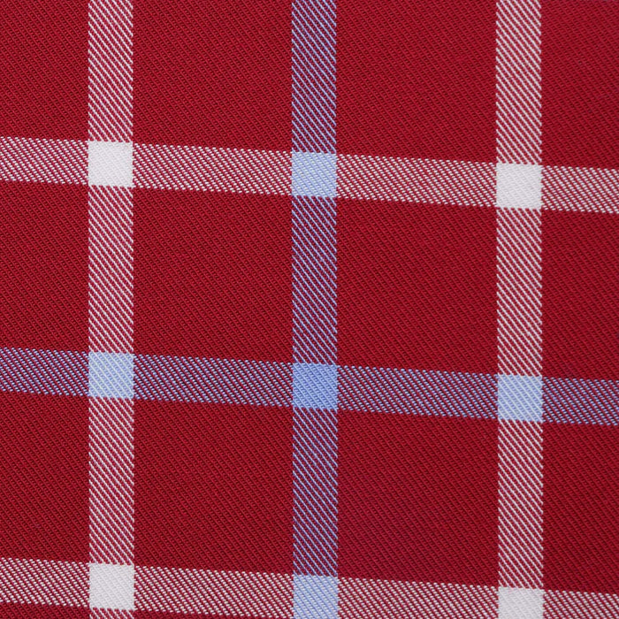 Red with White and Blue Box Check Cotton Shirting