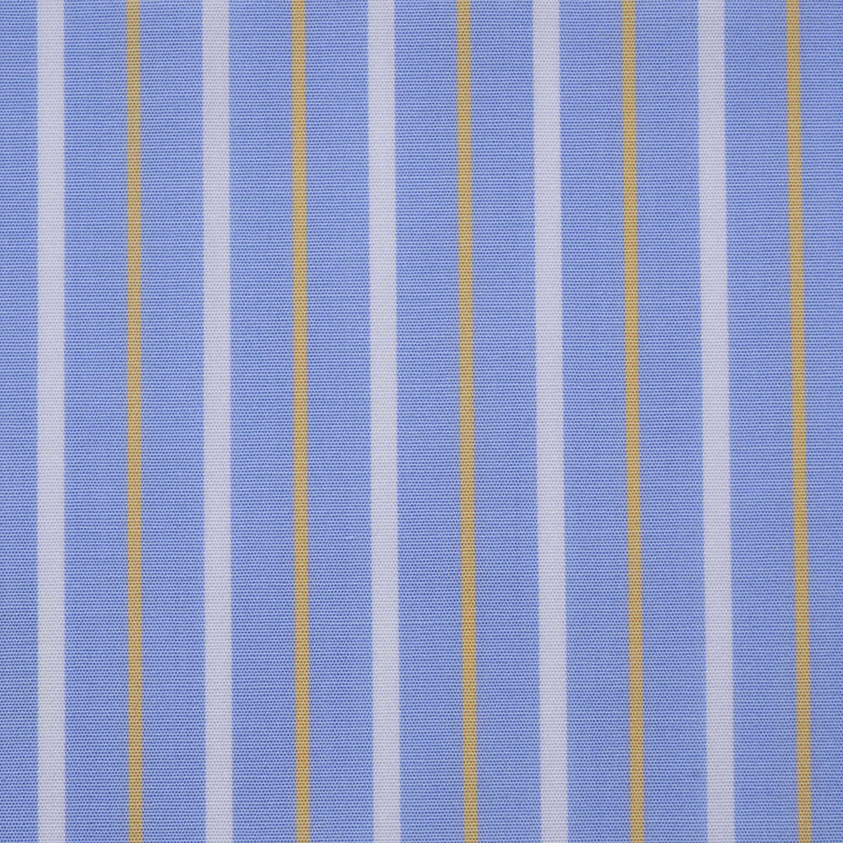 Solid Blue with White and Yellow Double Stripe Cotton Shirting
