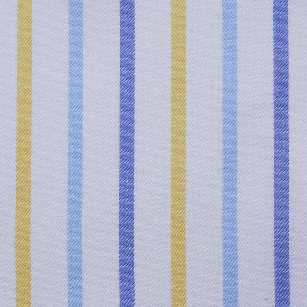 White With Yellow and Blue Multi Bold Stripe Cotton Shirting
