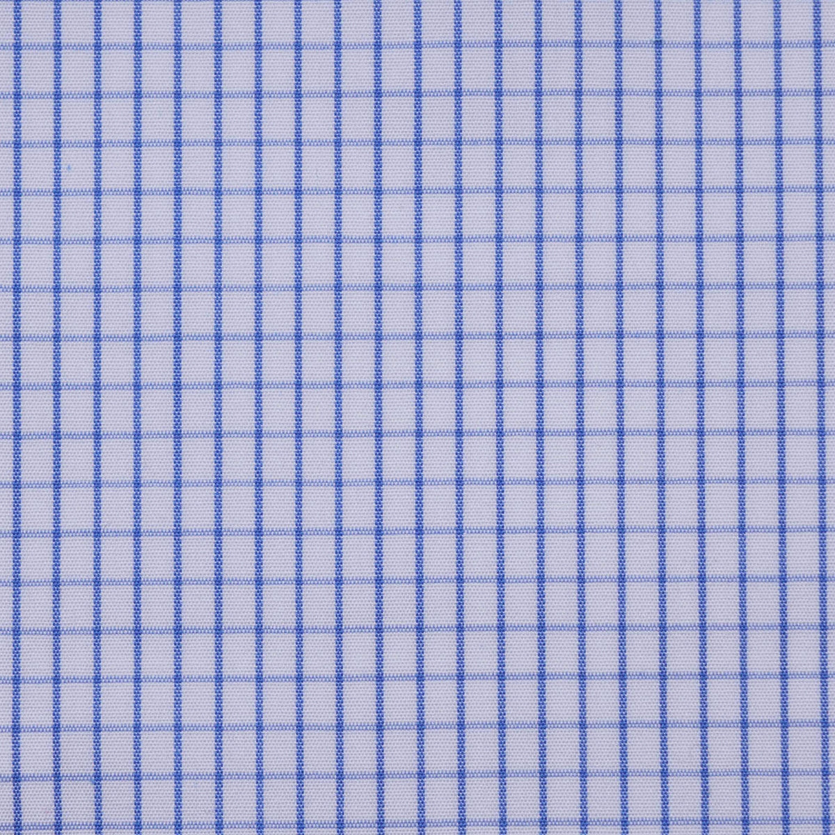 White and Blue Box Check Cotton Shirting