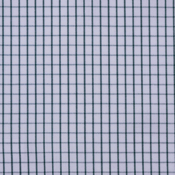 White and Green Box Check Cotton Shirting