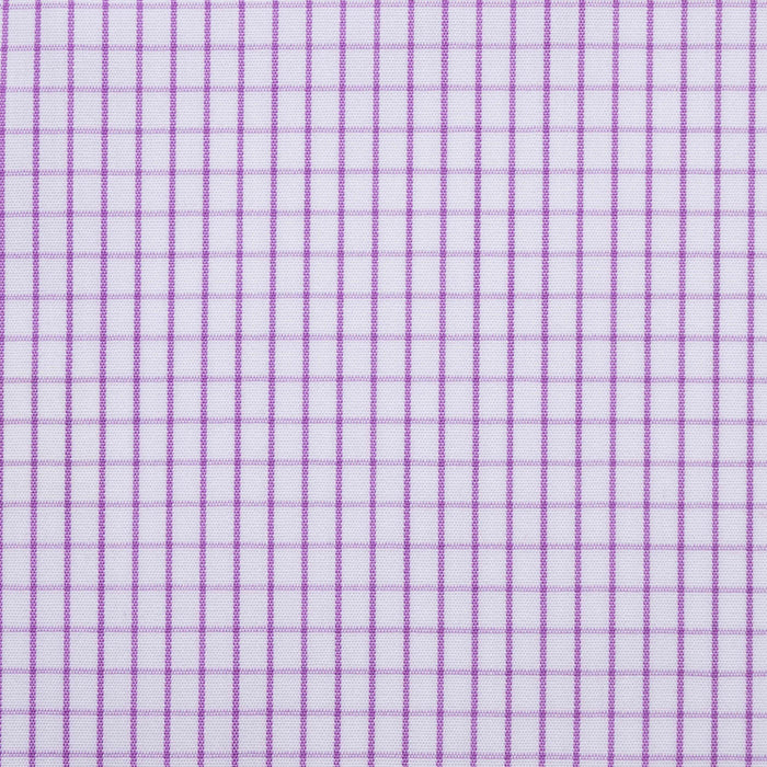 White and Purple Box Check Cotton Shirting