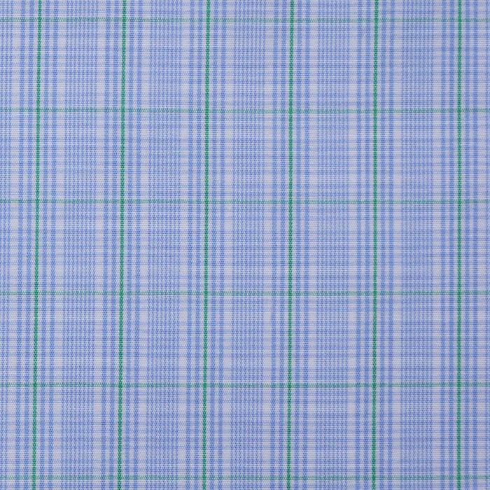 White with Blue & Green Graph Check Cotton Shirting