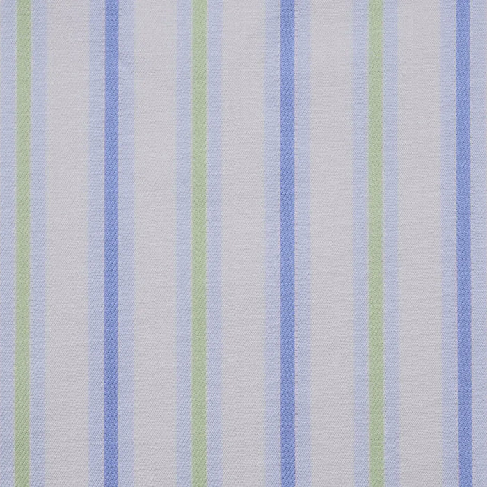 White with Blue & Green Stripe Cotton Shirting