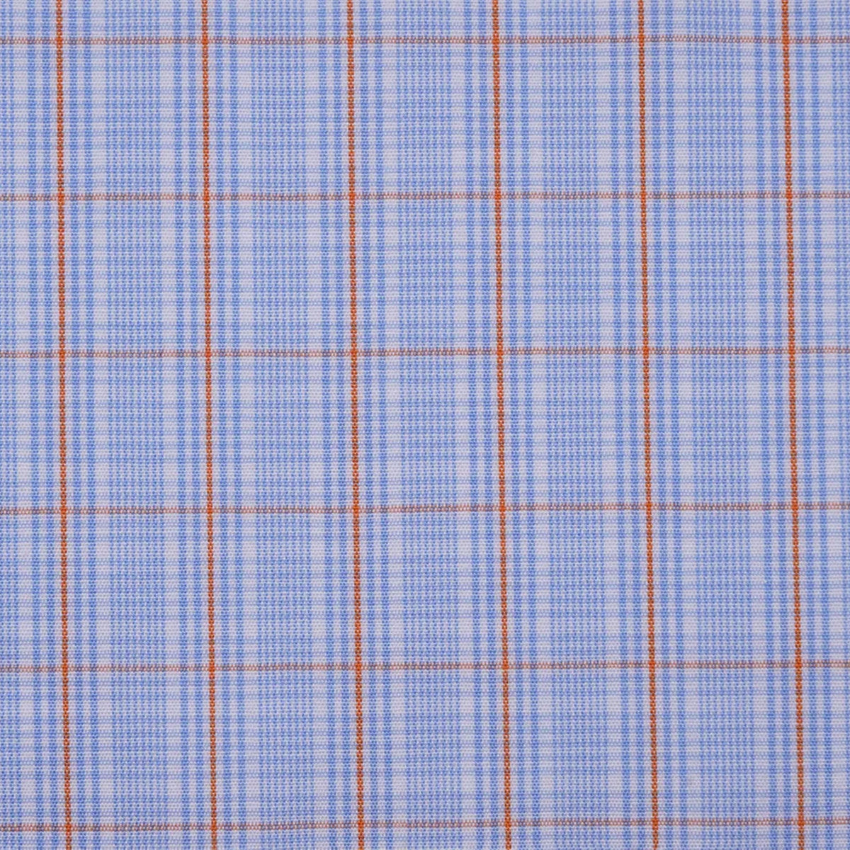 White with Blue & Orange Graph Check Cotton Shirting