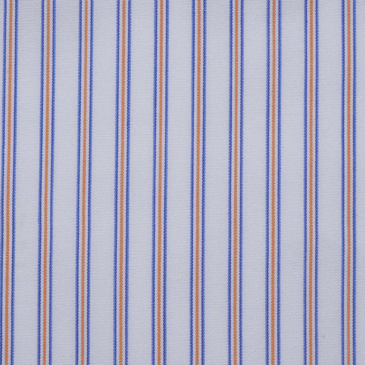 White with Blue & Orange Stripe Cotton Shirting