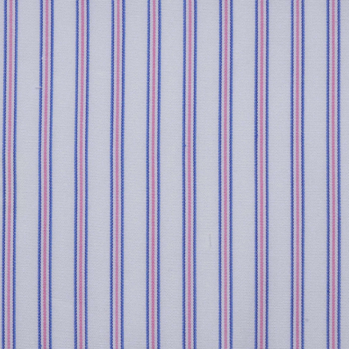 White with Blue & Pink Stripe Cotton Shirting