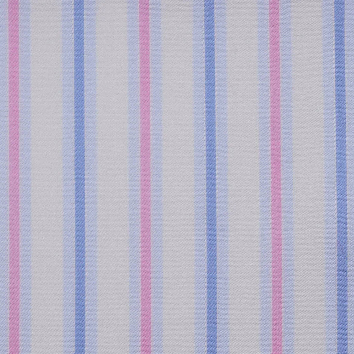 White with Blue & Pink Stripe Cotton Shirting