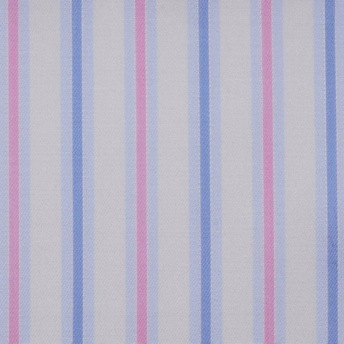 White with Blue & Pink Stripe Cotton Shirting