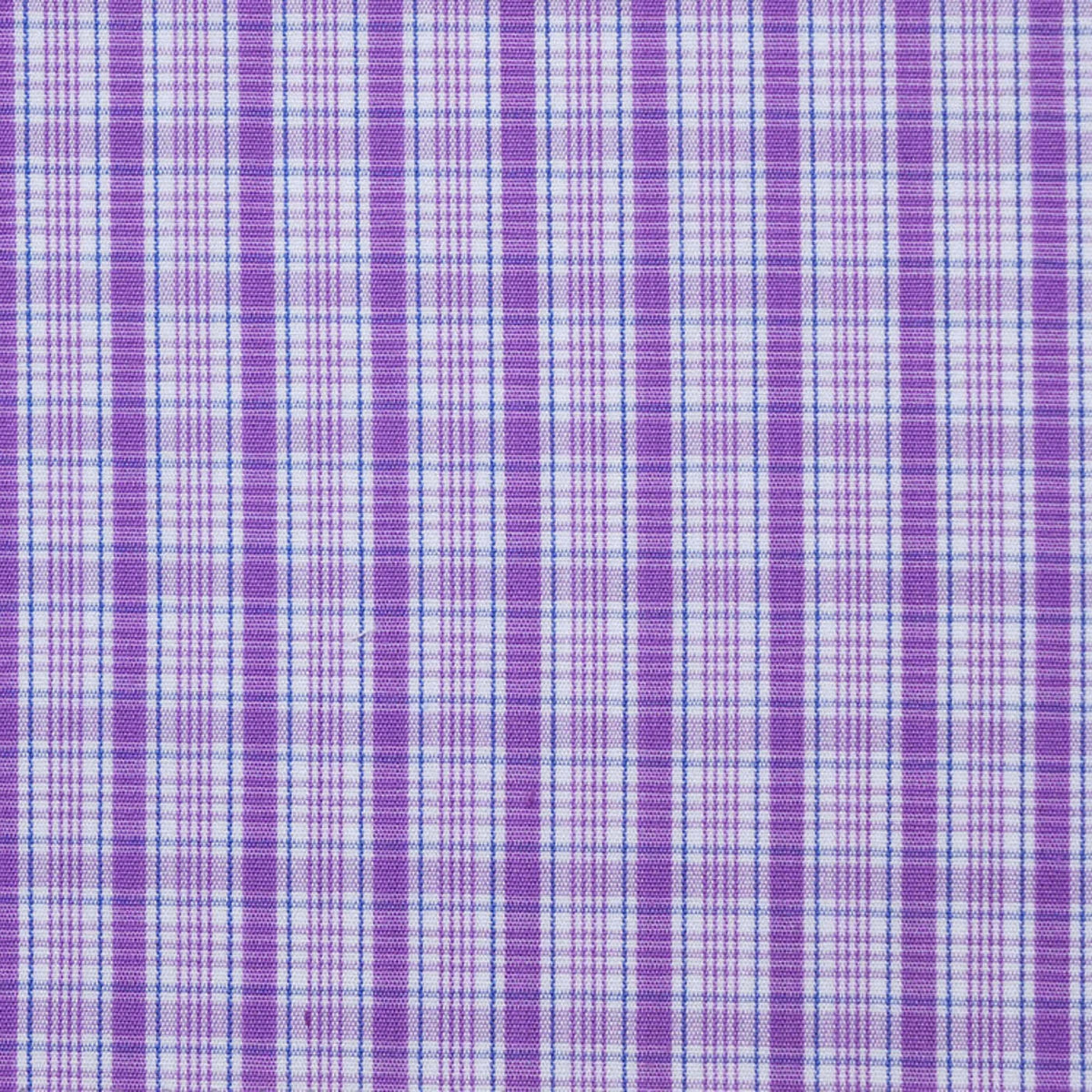 White with Blue & Purple Check Cotton Shirting
