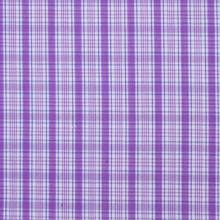 White with Blue & Purple Check Cotton Shirting