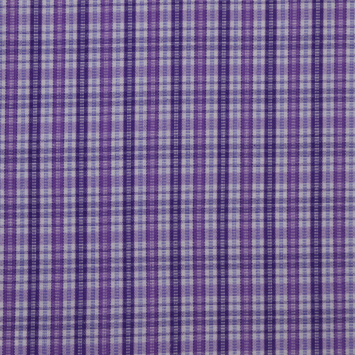 White with Blue & Purple Check Cotton Shirting