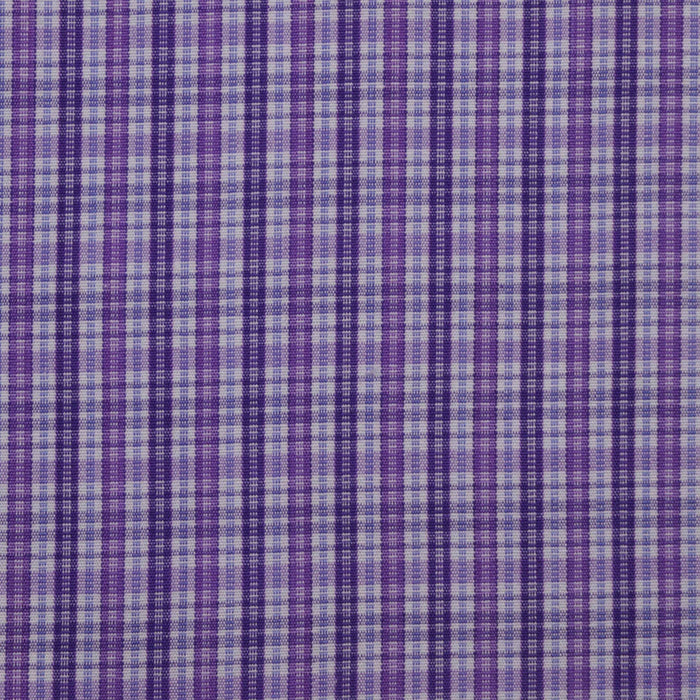 White with Blue & Purple Check Cotton Shirting