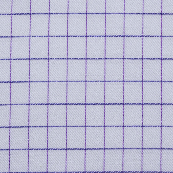 White with Blue & Purple Cotton Shirting
