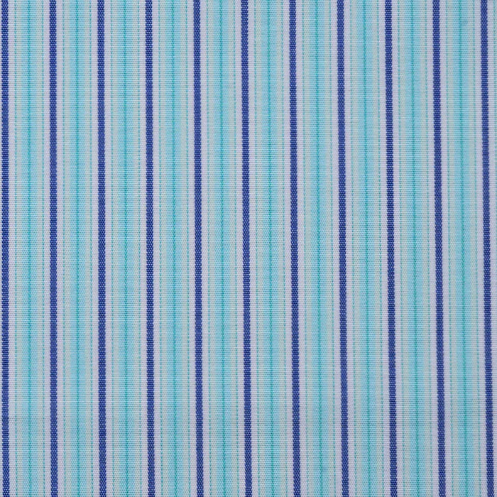 White with Blue & Sea Green Stripe Cotton Shirting