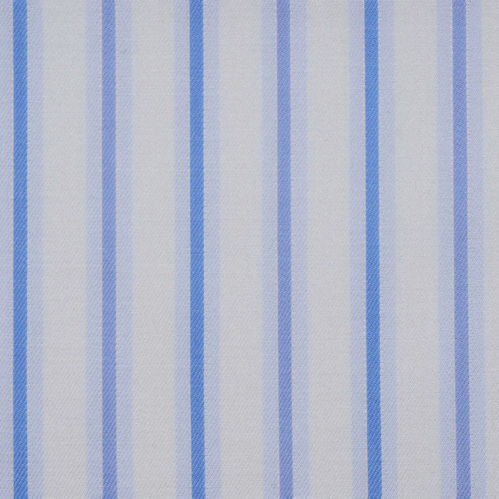 White with Blue Stripe Cotton Shirting