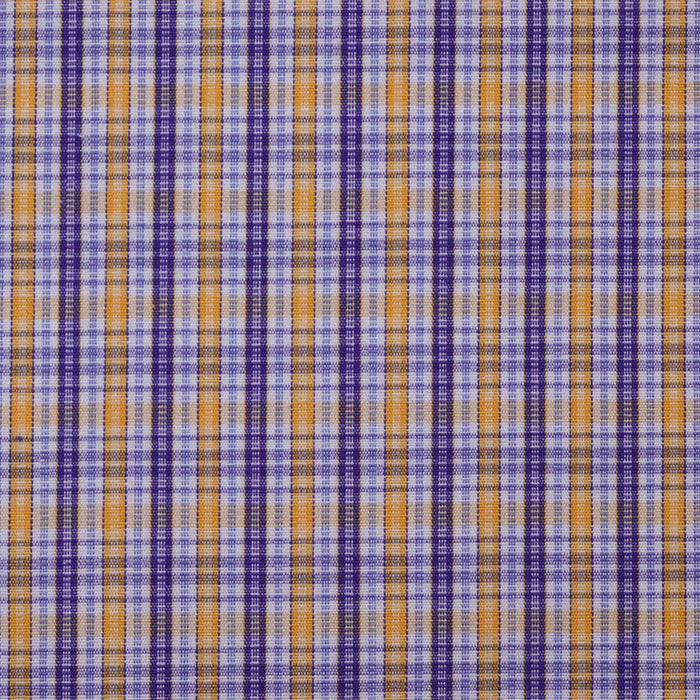 White with Blue & Yellow Check Cotton Shirting