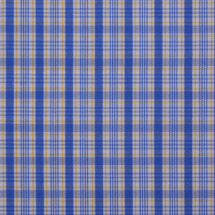White with Blue & Yellow Check Cotton Shirting