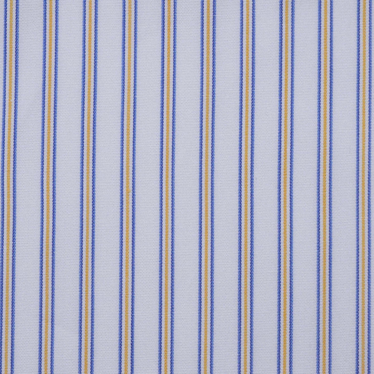 White with Blue & Yellow Stripe Cotton Shirting