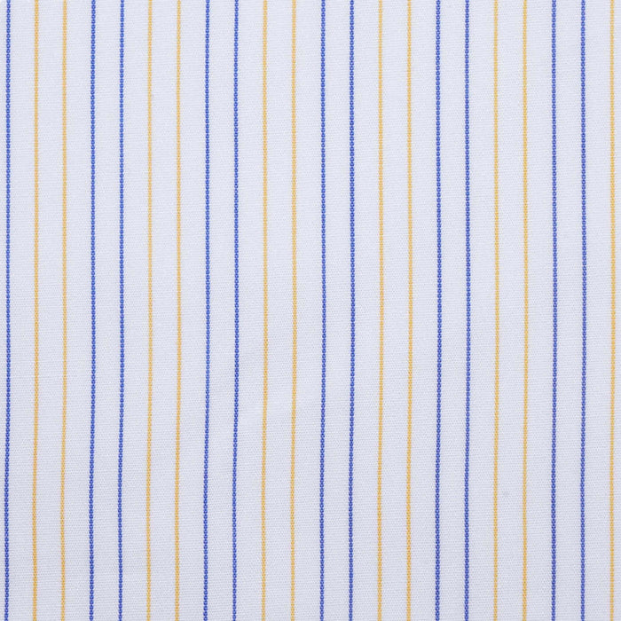White with Blue & Yellow Stripe Cotton Shirting