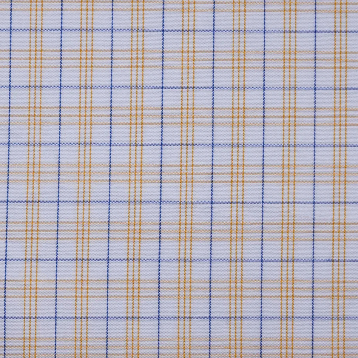 White with Blue & Yellow Triple Check Cotton Shirting