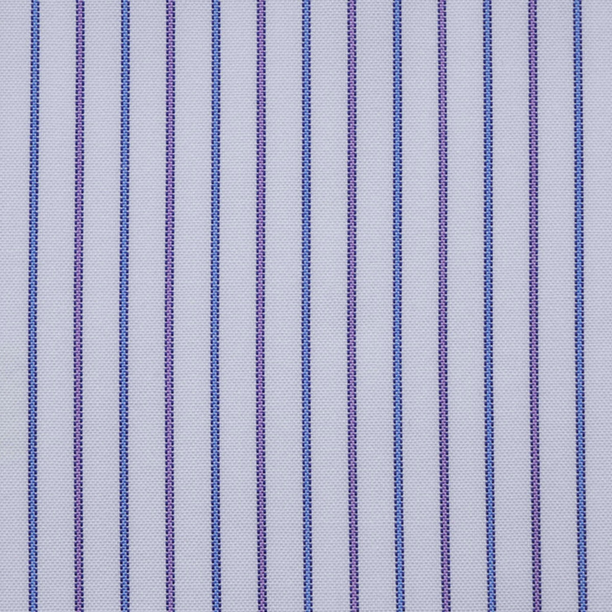 White with Blue and Lilac Stripe Cotton Shirting