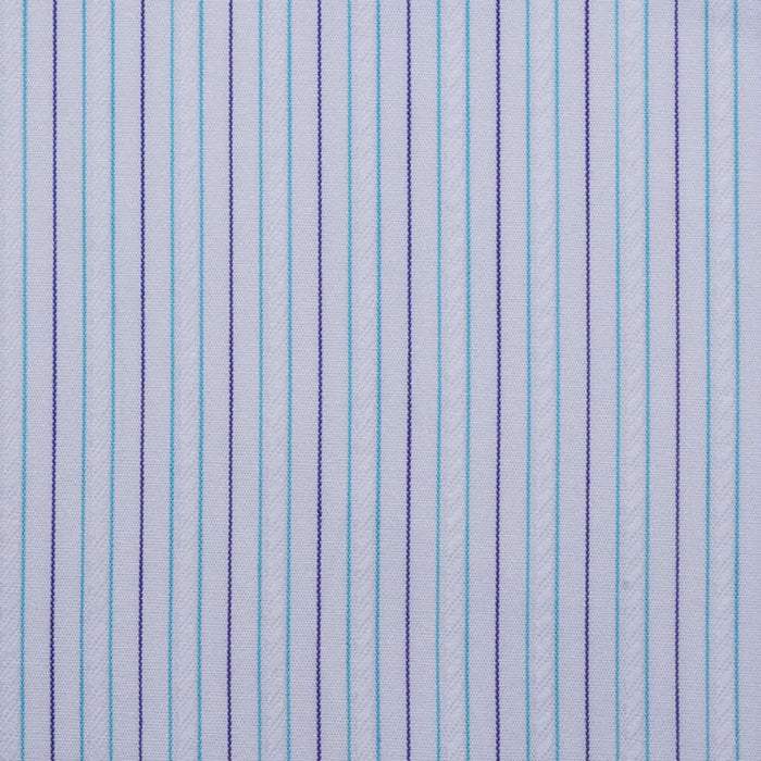 White with Blue and Mint Green Fancy Stripe Cotton Shirting