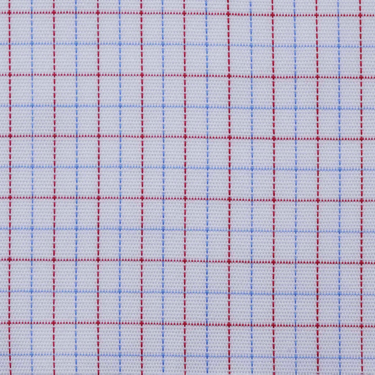White with Blue and Red Check Cotton Shirting