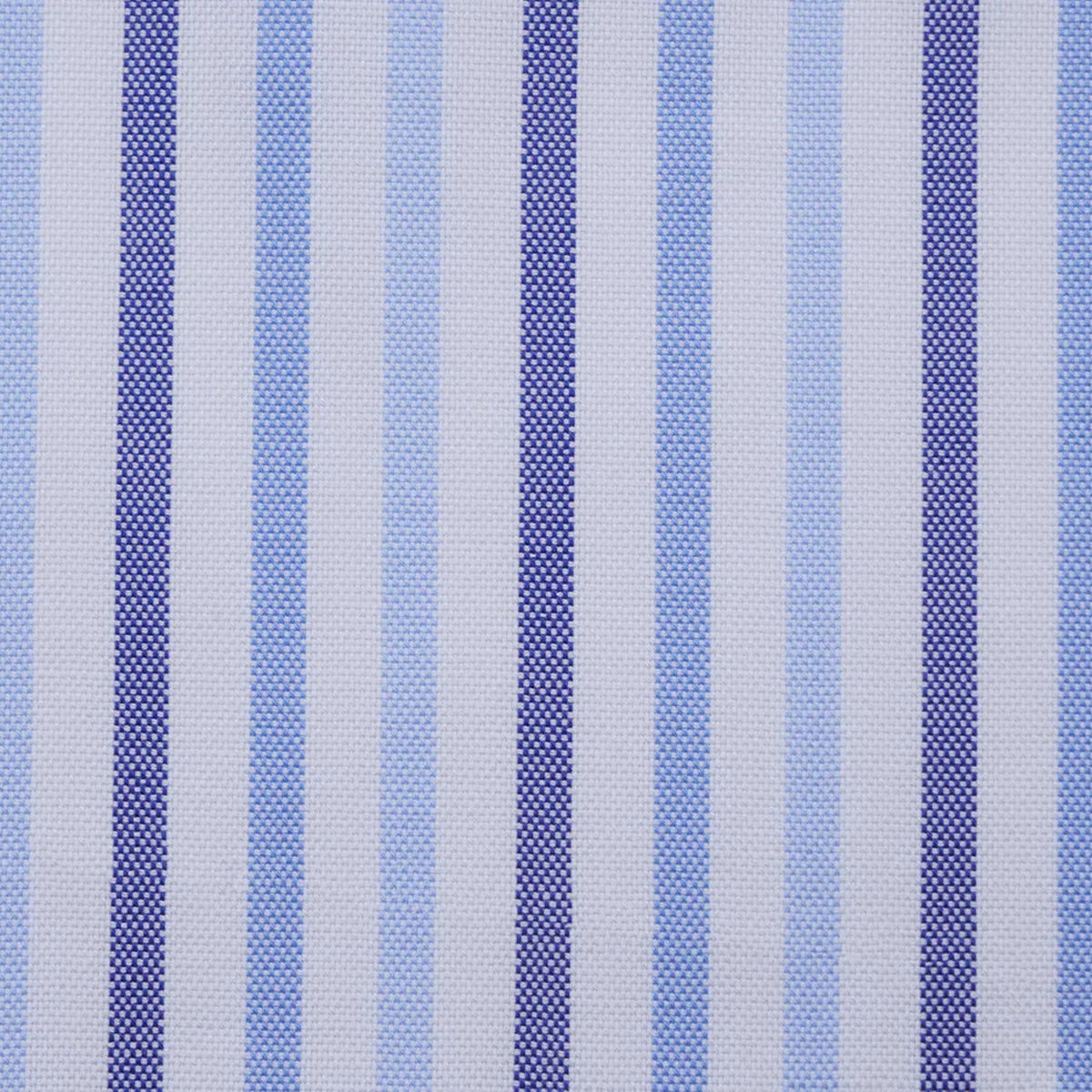 White with Light Blue & Navy Stripe Cotton Shirting
