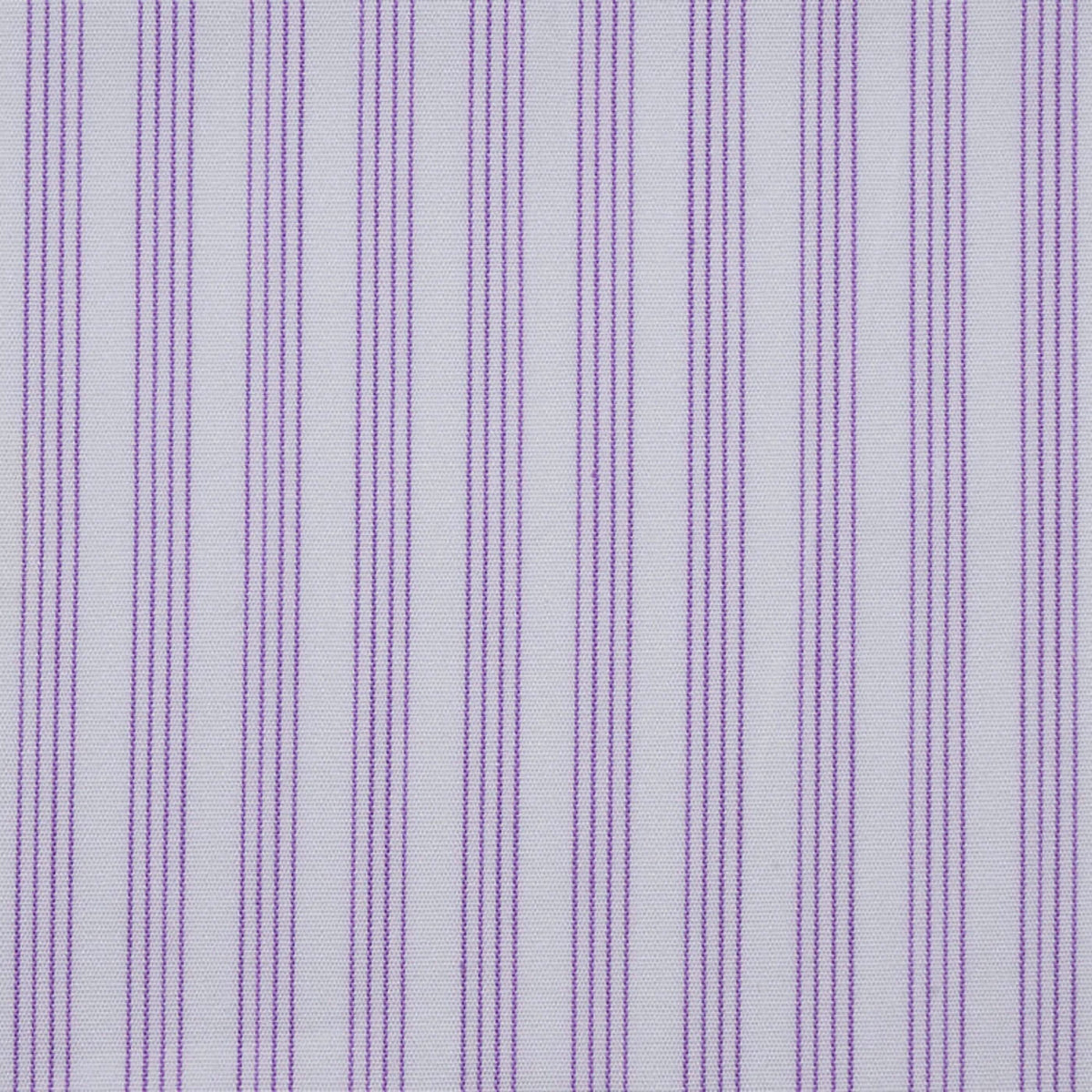 White with Lilac Stripe Cotton Shirting
