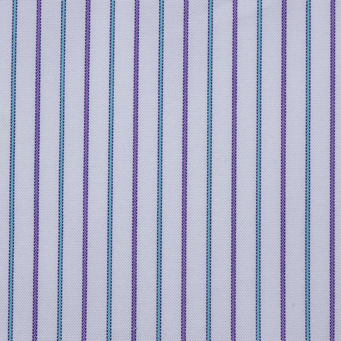 White with Lilac and Mint Green Stripe Cotton Shirting