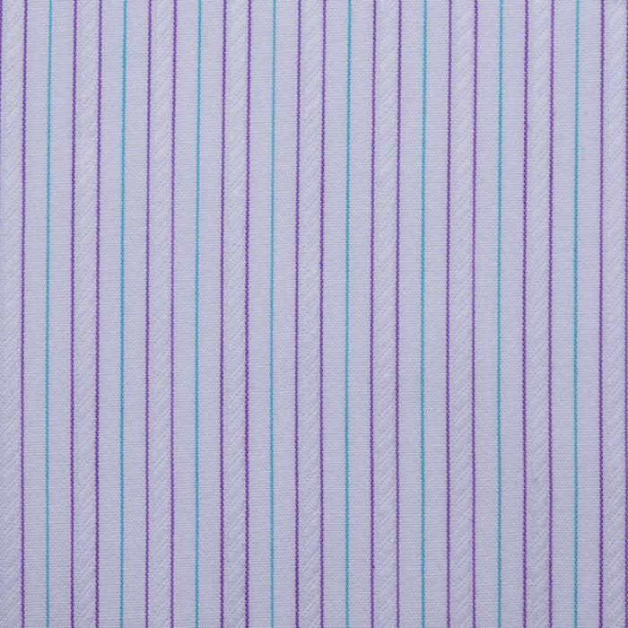 White with Mint Green and Purple Fancy Stripe Cotton Shirting