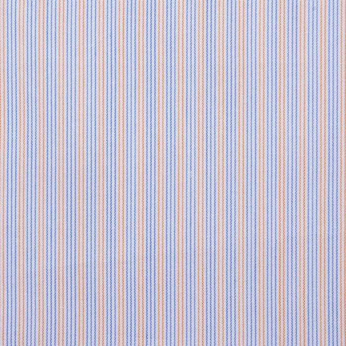 White with Orange & Blue Stripe Cotton Shirting
