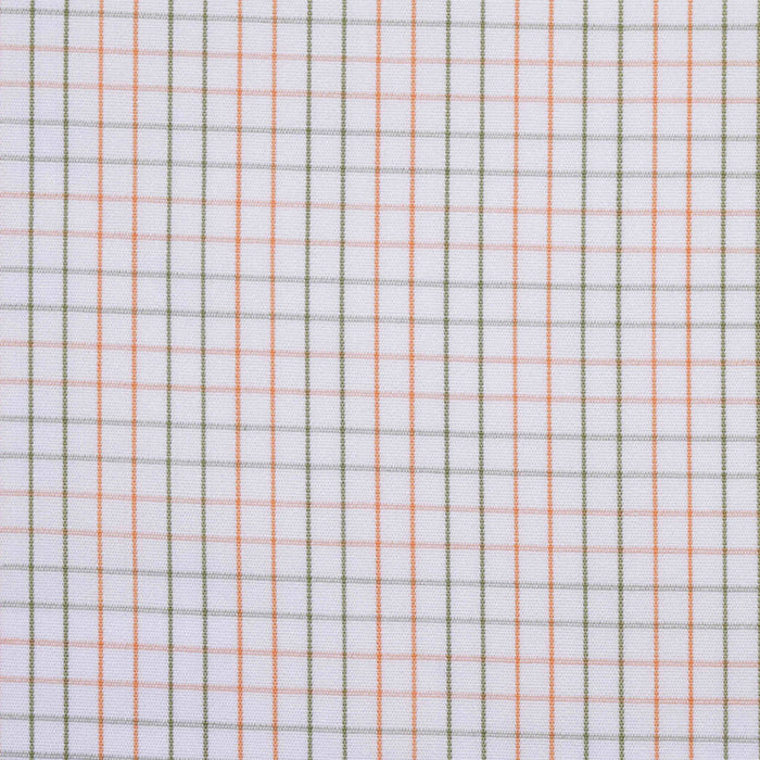  White with Orange & Green Check Cotton Shirting
