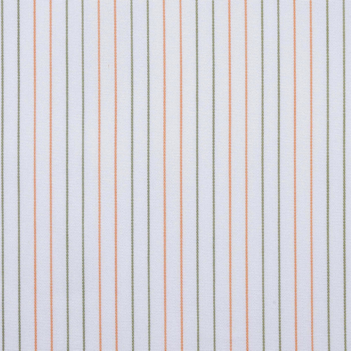 White with Orange & Green Stripe Cotton Shirting
