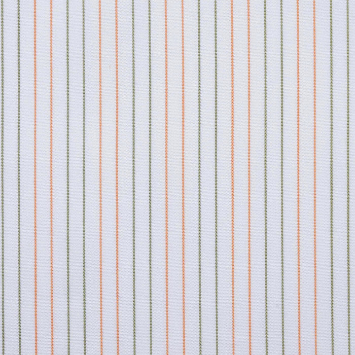 White with Orange & Green Stripe Cotton Shirting
