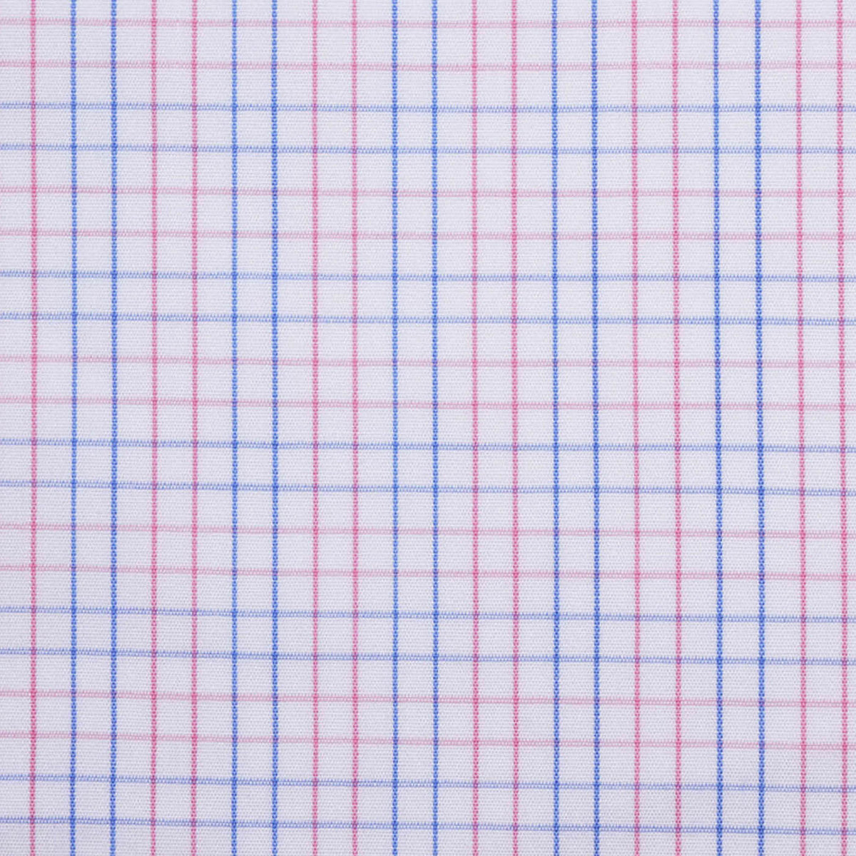 White with Pink & Blue Check Cotton Shirting
