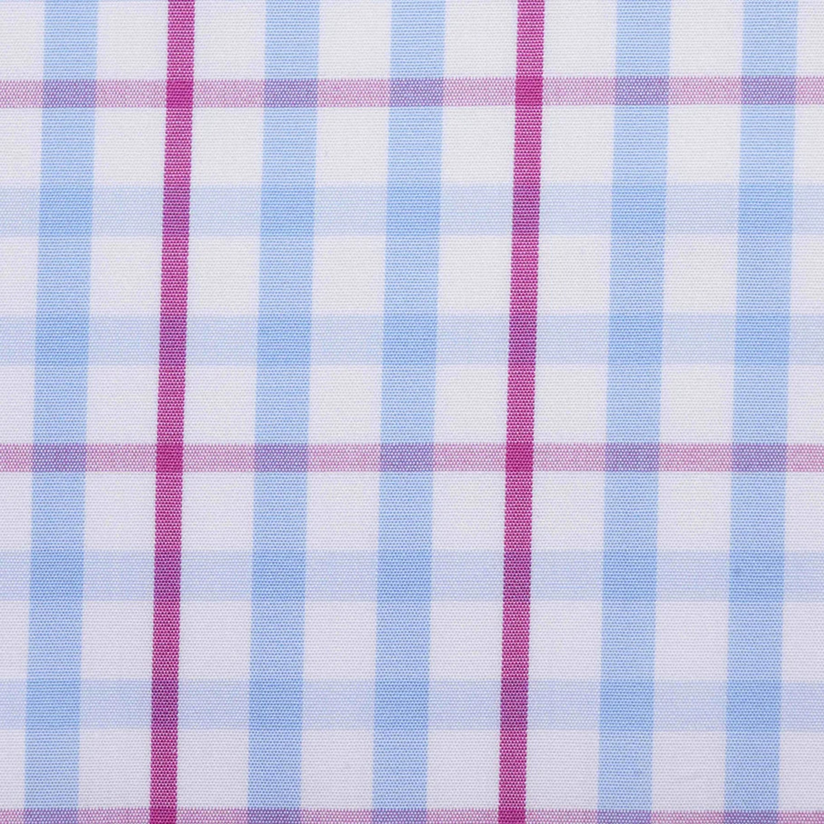 White with Pink & Blue Check Cotton Shirting