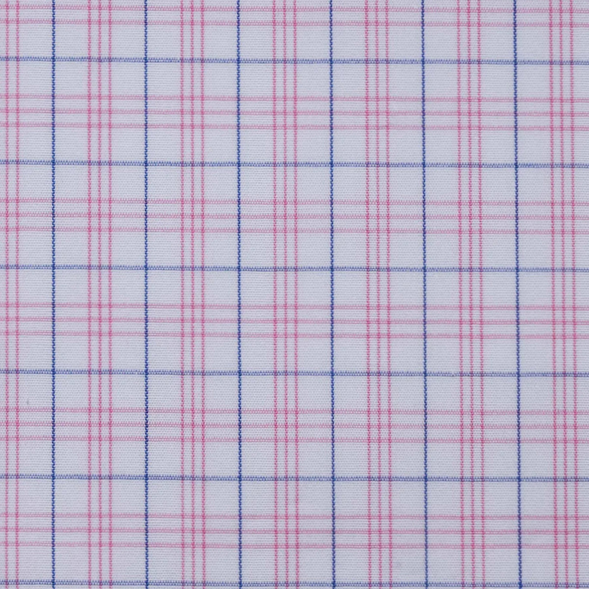 White with Pink & Blue Check Cotton Shirting