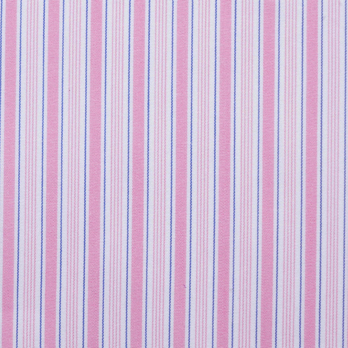 White with Pink & Blue Stripe Cotton Shirting