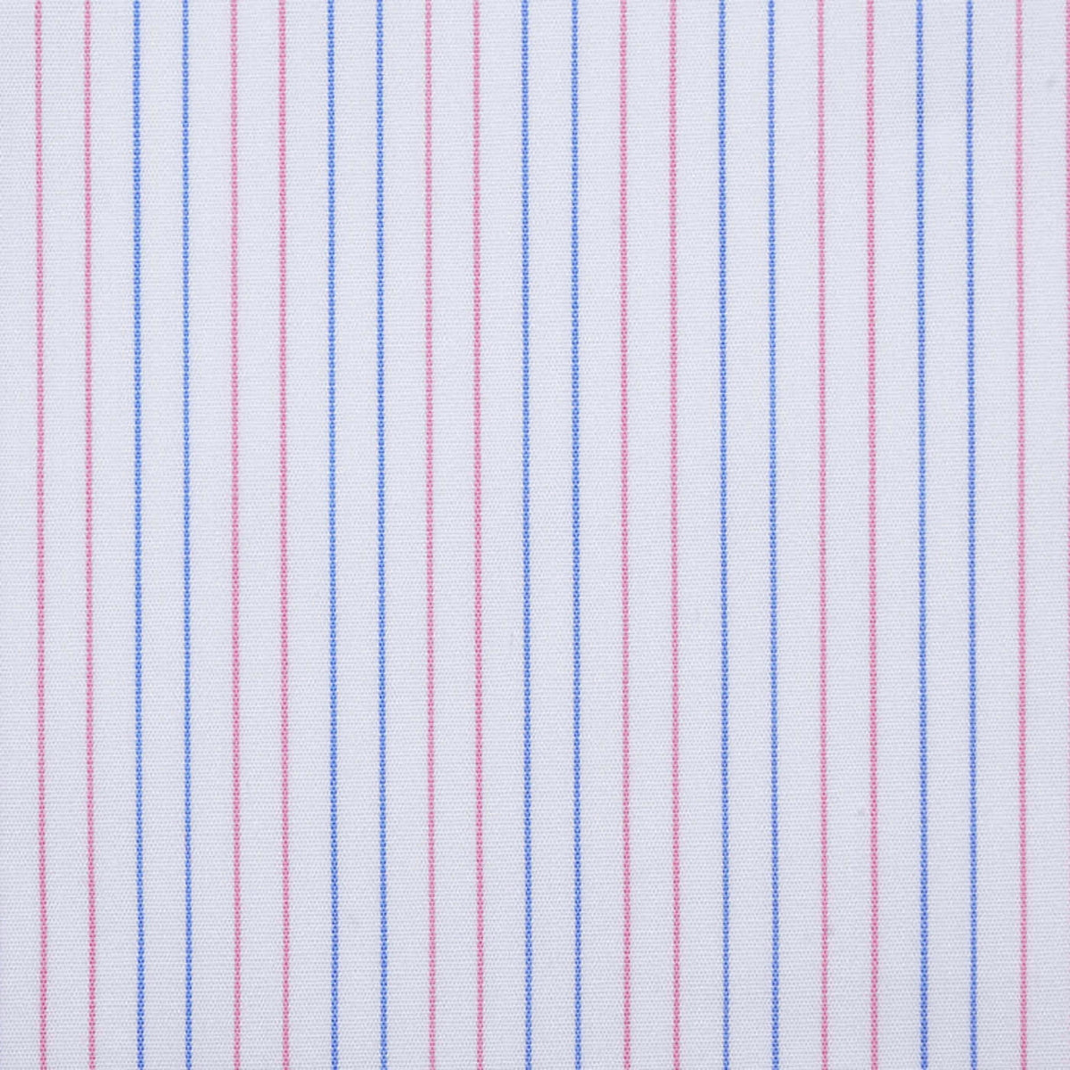 White with Pink & Blue Stripe Cotton Shirting