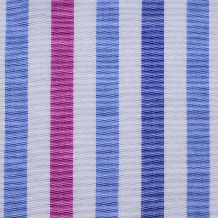 White with Pink & Blue Stripe Cotton Shirting